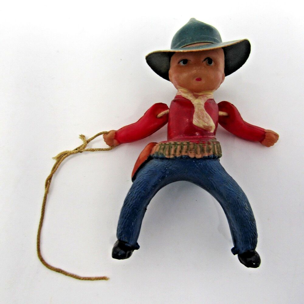 Vintage Celluloid Cowboy Toy Action Figure 4" Height Occupied Japan Western Doll